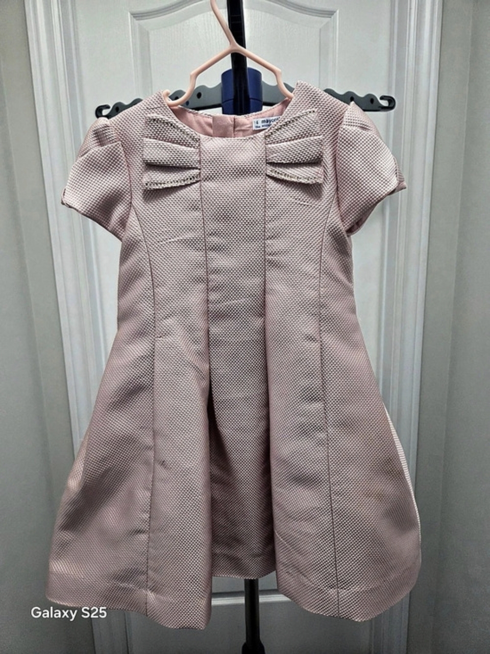 Mayoral Girls Pink Bow Detail Dress Size 6 Like New